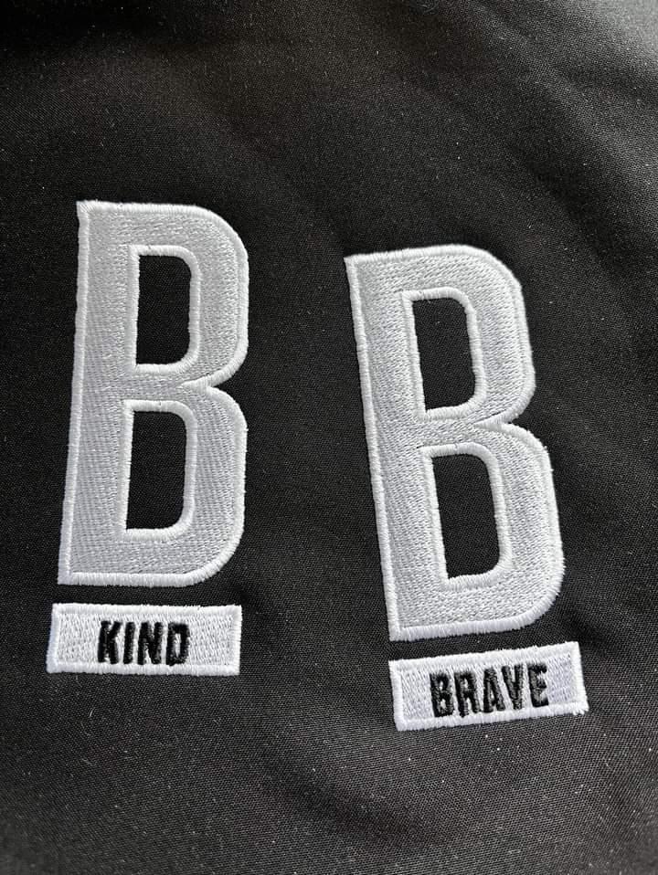 B Brave - Embroidered Organic Unisex Pullover Hoodie (Dark hoodies with White Embroidery)